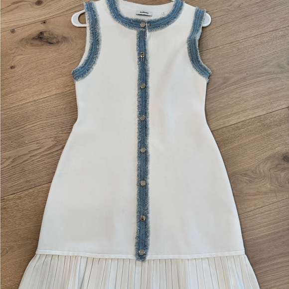 Sandro White and Blue Sleeveless Dress - Picture 5 of 6